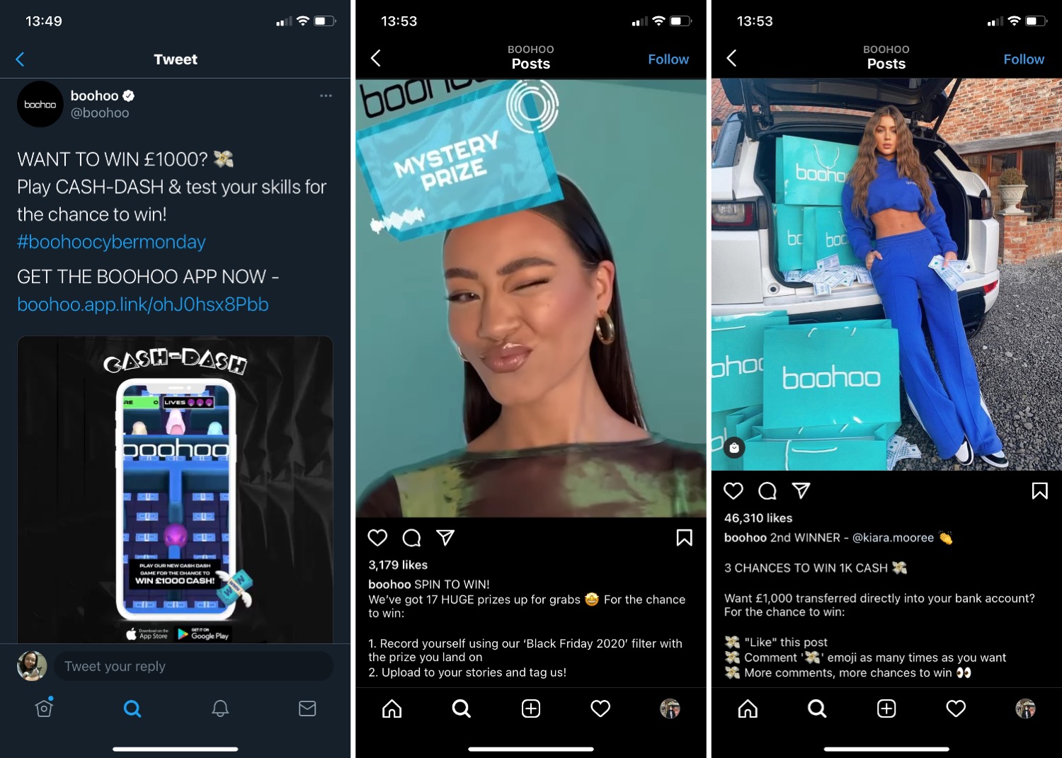 Boohoo's BFCM gamification campaign 
