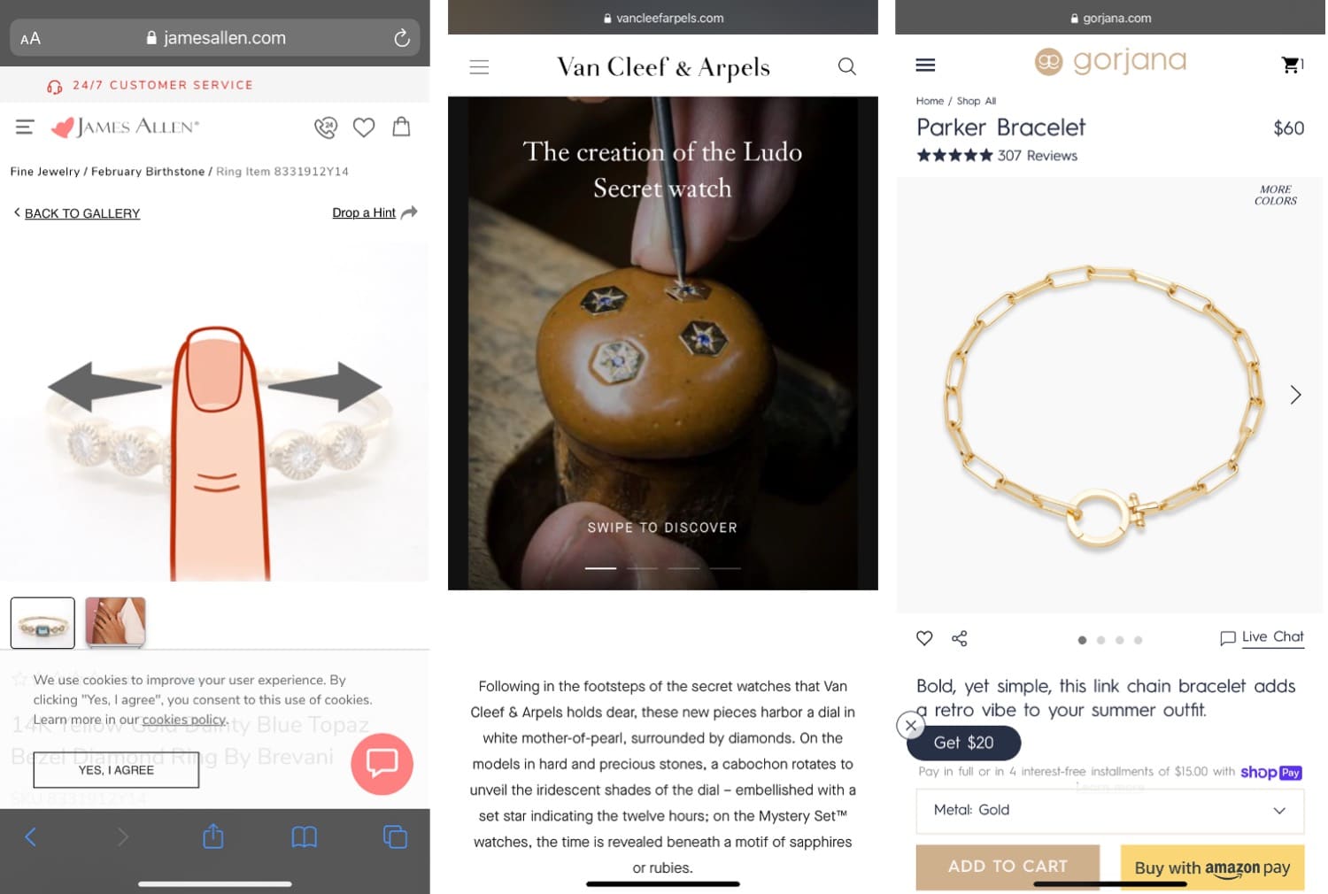 online shopping experiences on mobile for jewelry brands