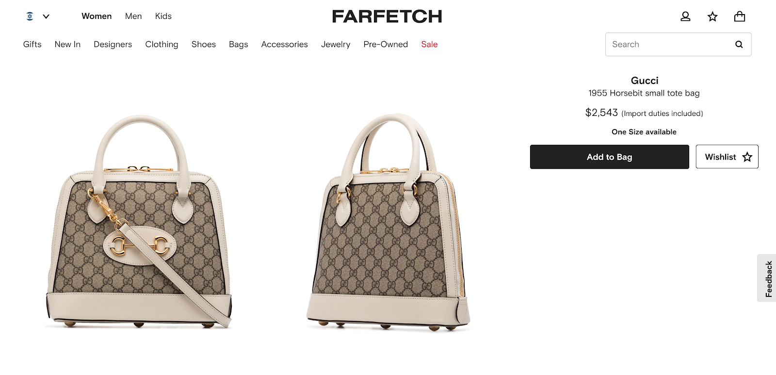Farfetch product detail page example