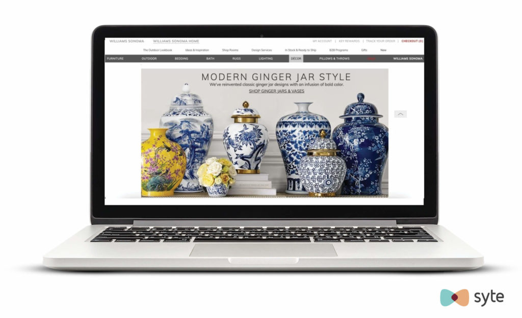 A thematic product collection for ginger jars on Williams Sonoma's eCommerce site 