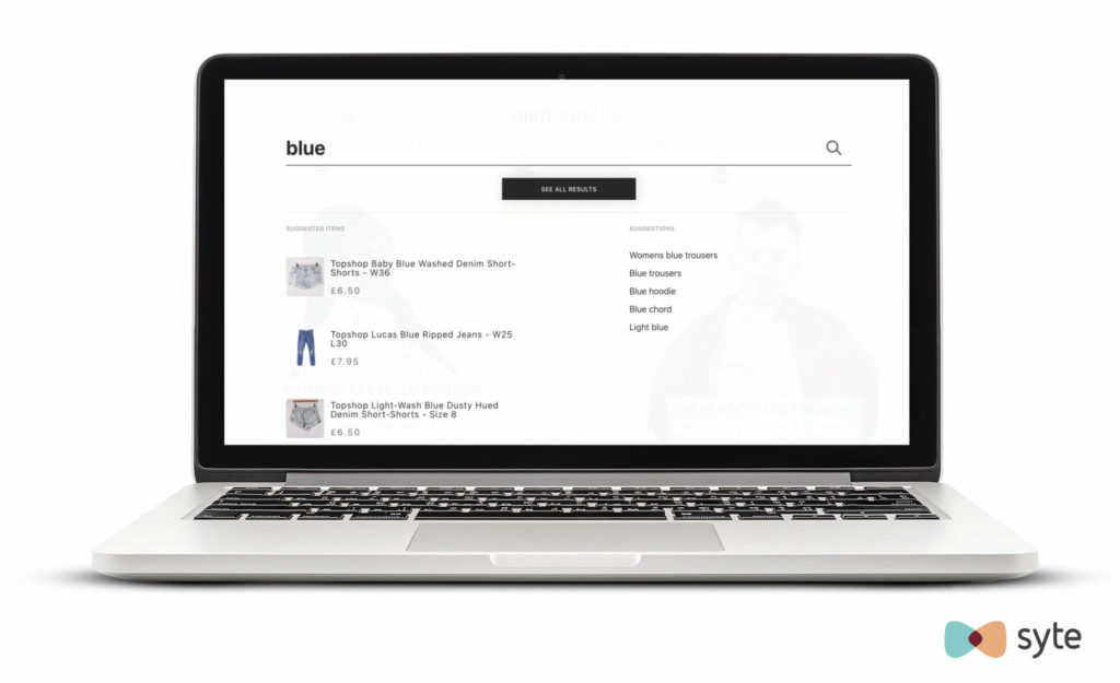 White Rose's eCommerce site search with visual suggestions 
