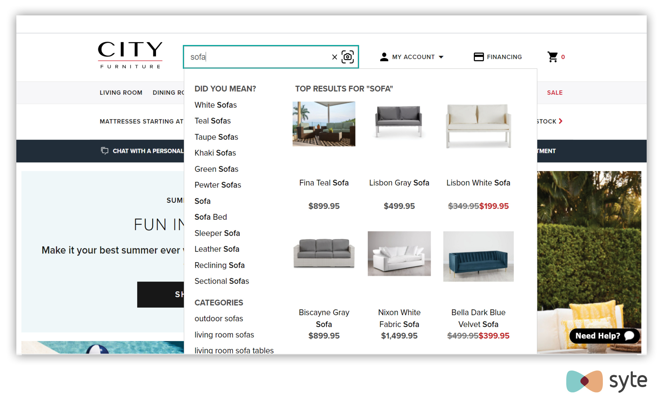 City Furniture showing one of many eCommerce UX best practices