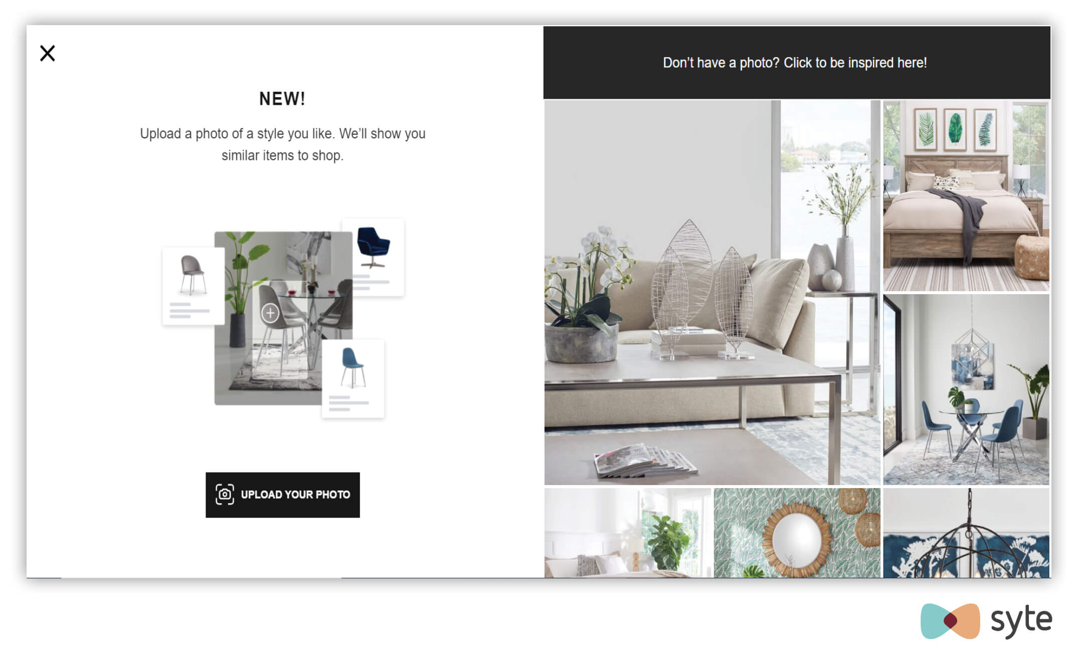An eCommerce UX best practices list wouldn't be complete without visual search as shown by a screenshot of City Furniture's site