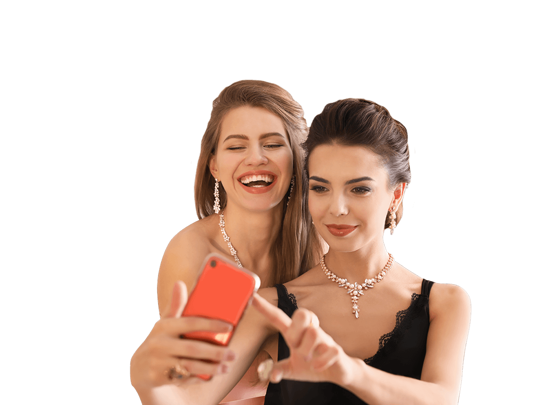 2 woman posing with jewelry for black friday