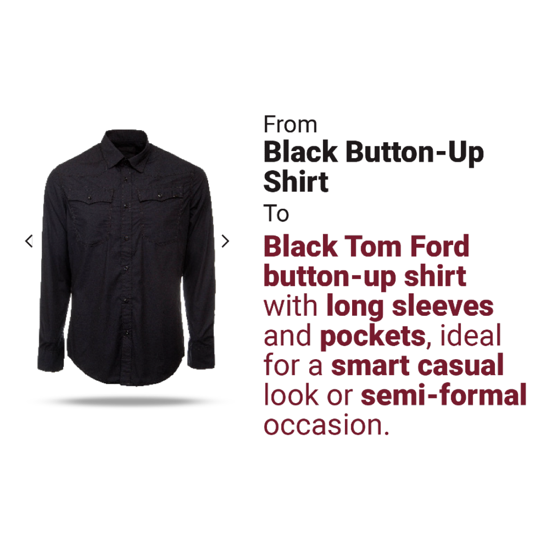 product description for black shirt with enriched description
