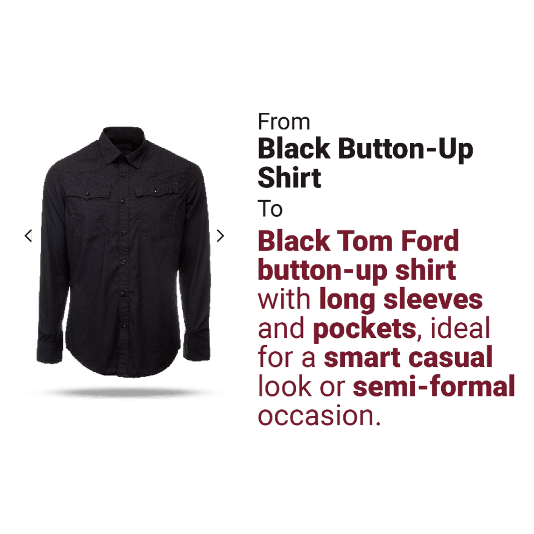 product description for black shirt with enriched description