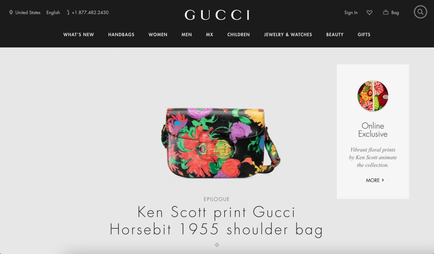 Gucci homepage UX for eCommerce