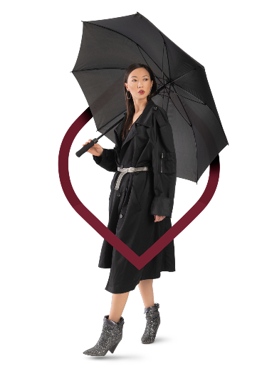 Full product discovery suite = woman with umbrella - mobile