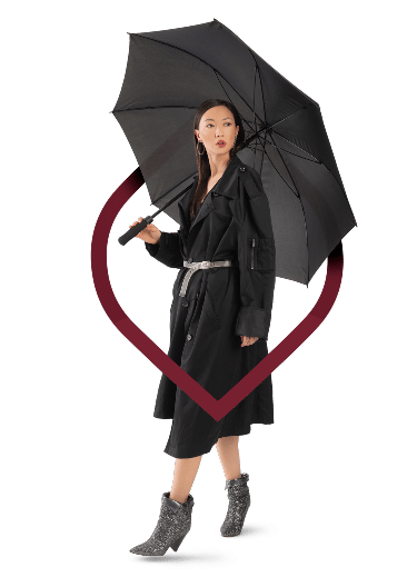 Full product discovery suite = woman with umbrella - mobile