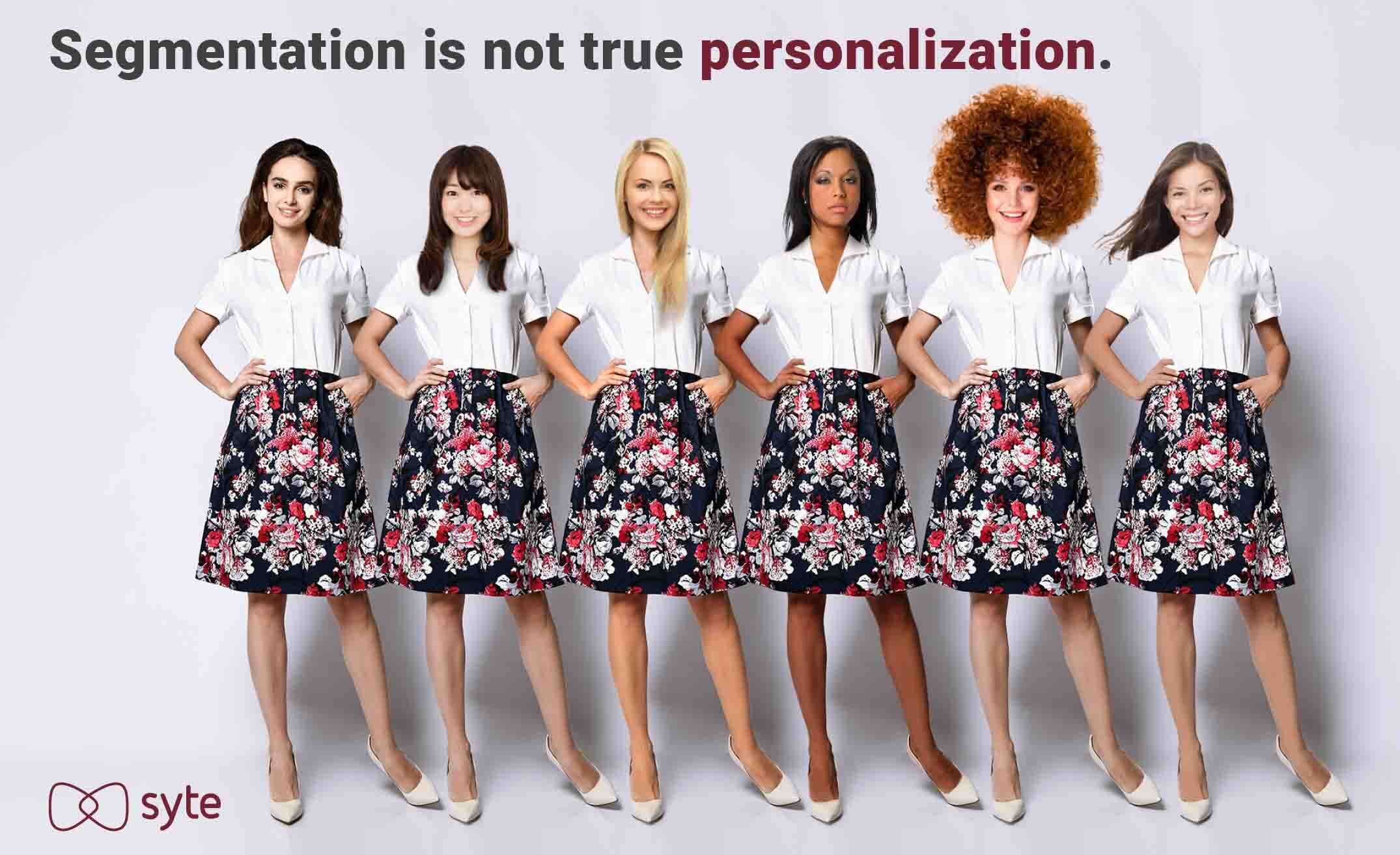 Different women wearing the same outfit due to poor personalization