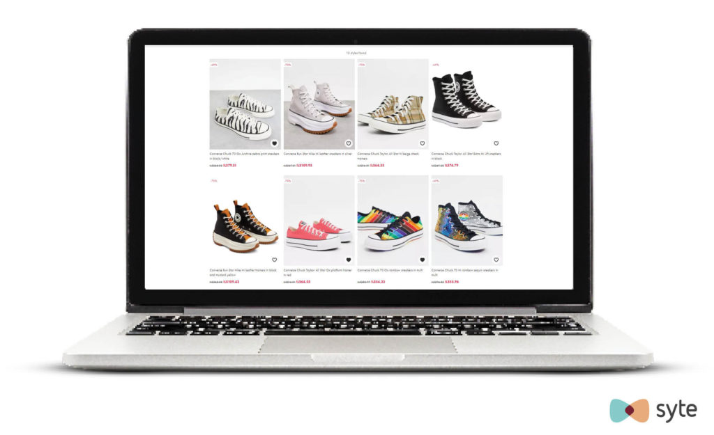 Laptop screen shows Asos website where shoppers can add items to wishlist without signing in and creating an account.