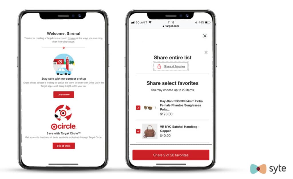 Target shoppers can easily share their wishlist with friends and family. 