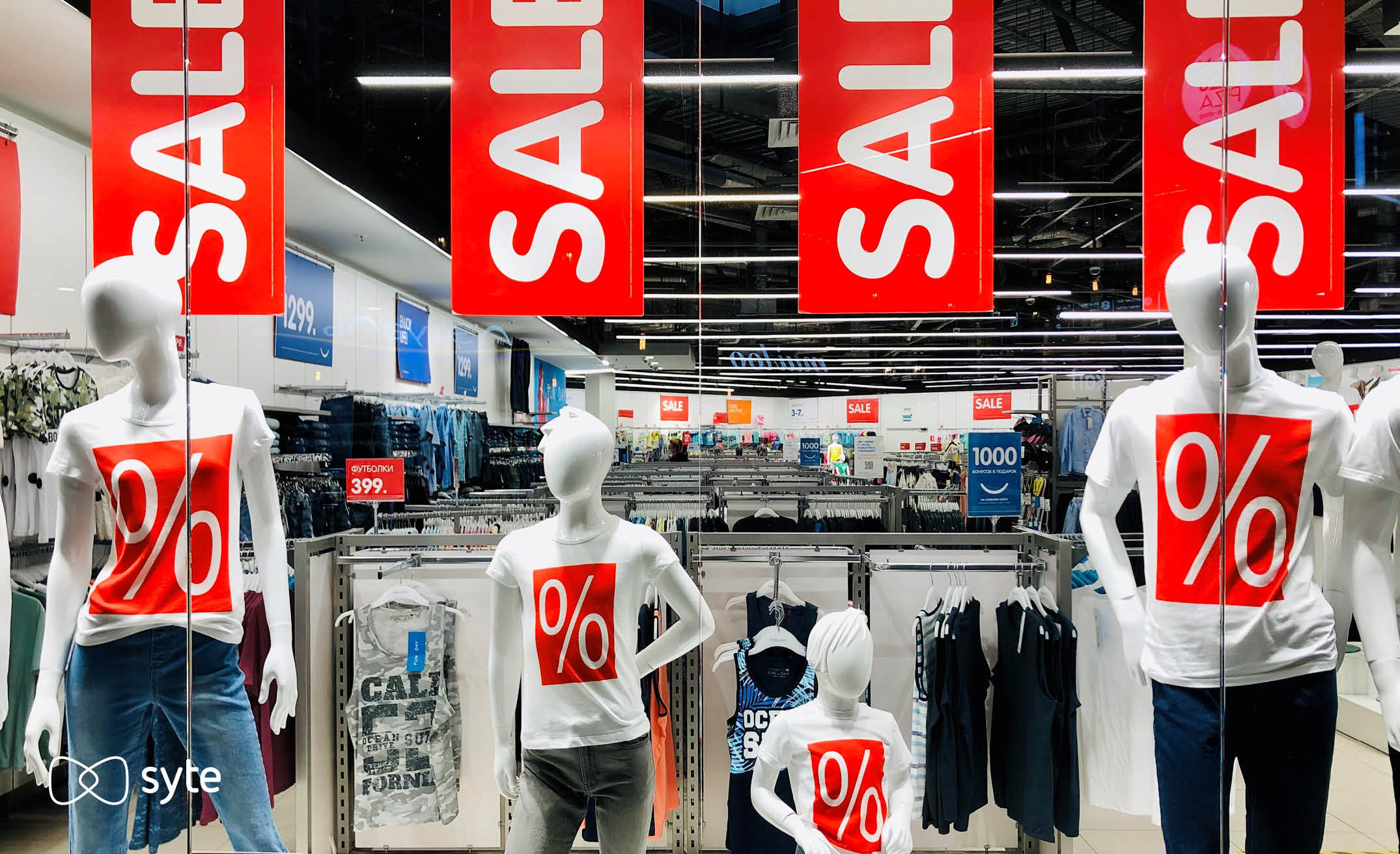Black Friday sale signs in a store.