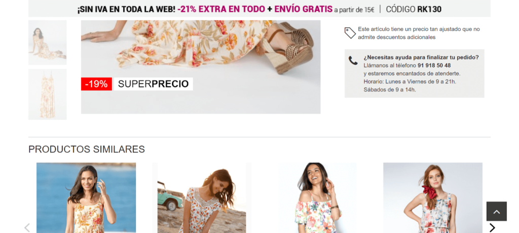 A screenshot of similar product recommendations on an eCommerce site's PDP