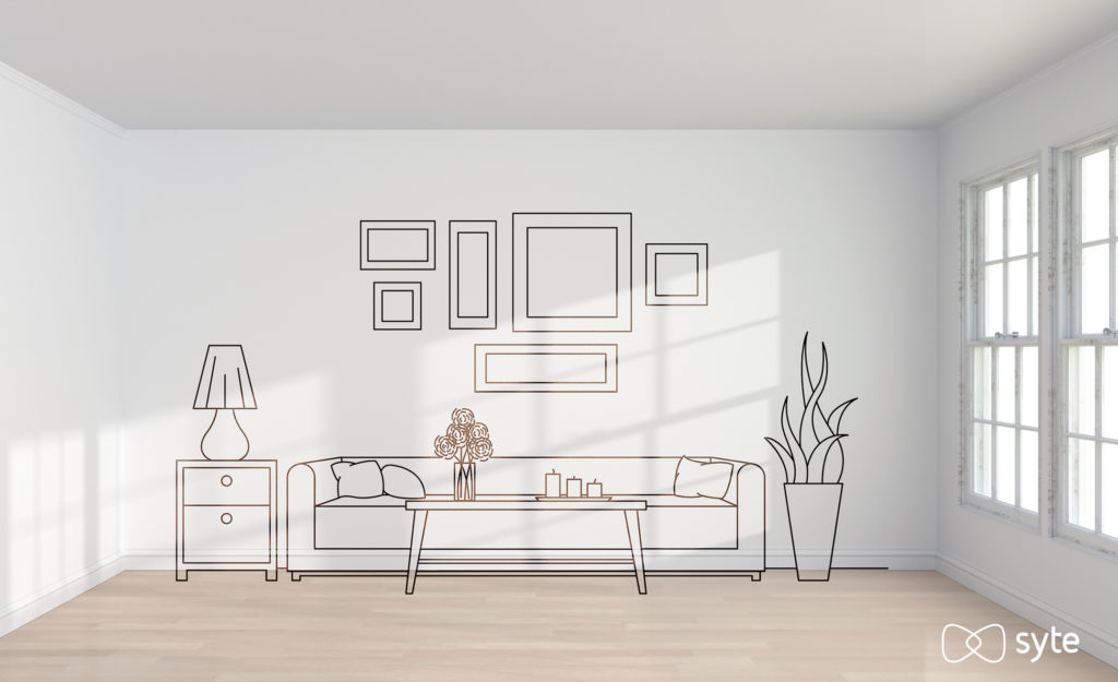 Illustration of desired furniture for an empty room. 