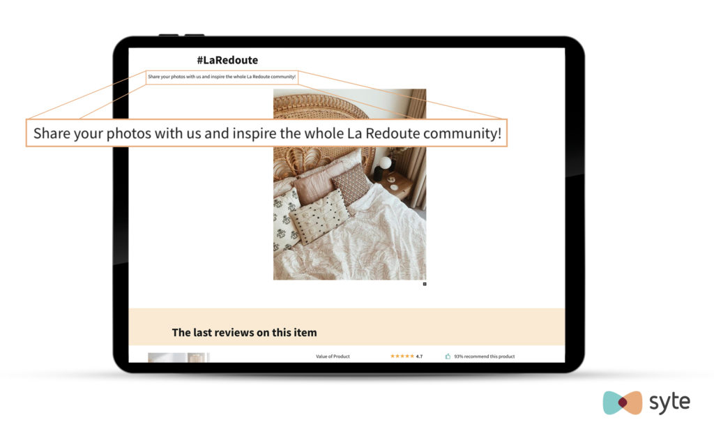La Redoute posts user-generated photos on its PDPs so you can see what a product looks like outside of the showroom and inside real homes. 