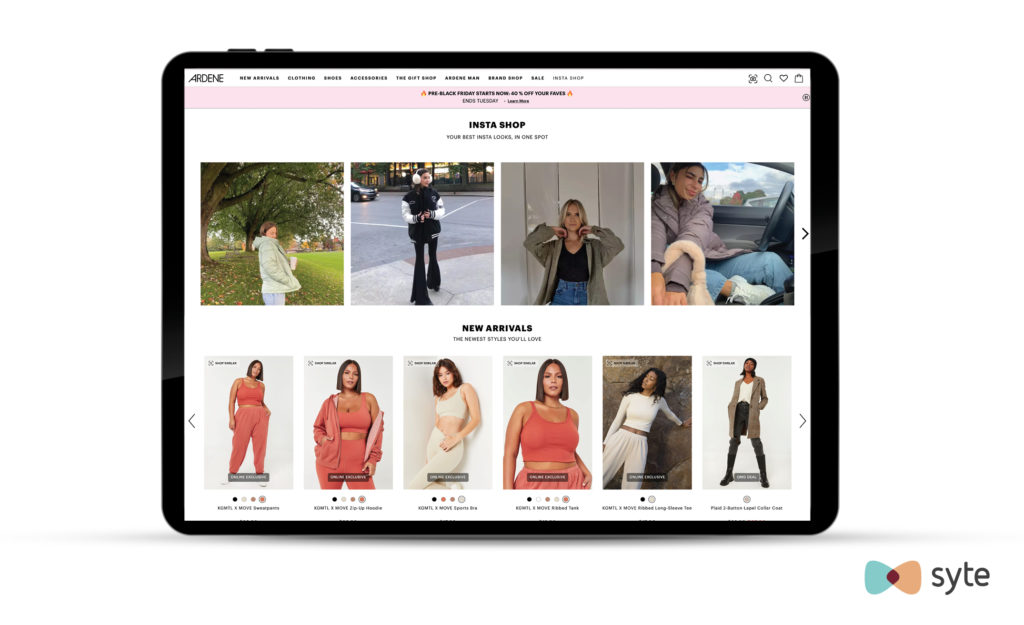 Ardene has a dedicated section on its homepage with product recommendations for visitors who want to shop the latest looks on Instagram . 