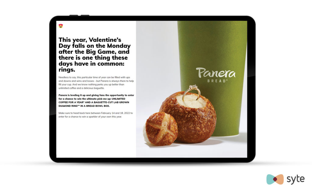 Panera Bread’s diamond baguette ring campaign for Valentine’s Day.