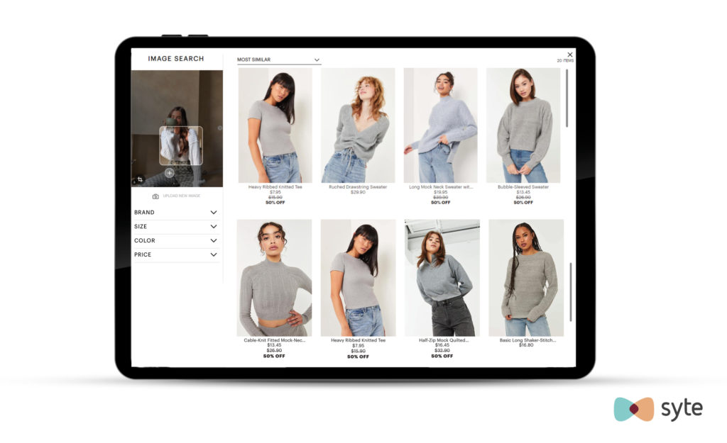 Ardene's visual search results based on Syte's image matching algorithms