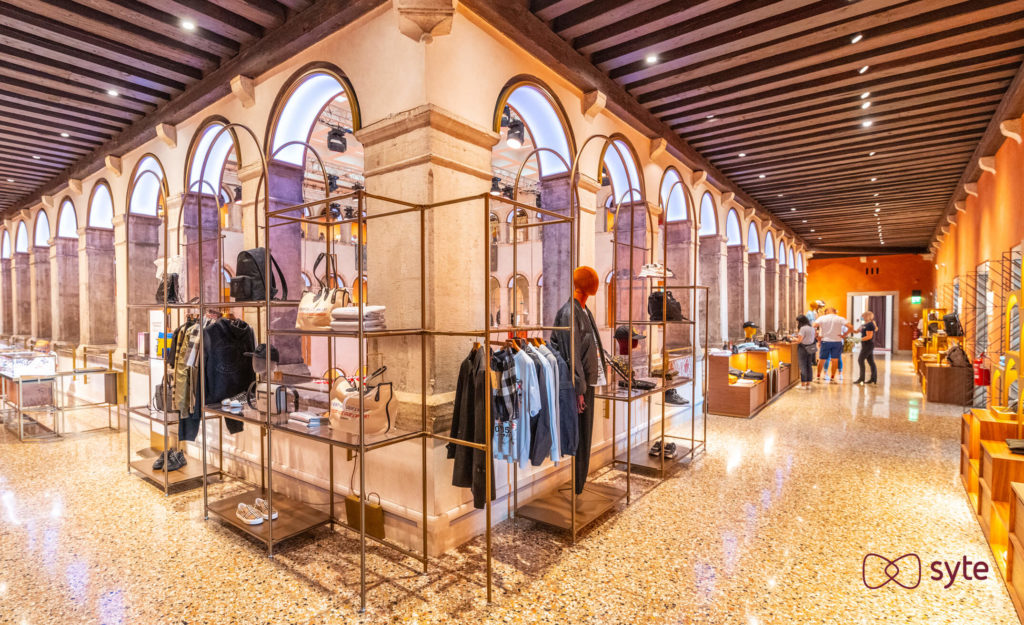 A luxurious department store display, showcasing high-end physical retail.