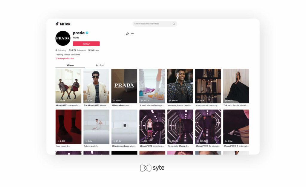 Prada’s Tiktok page