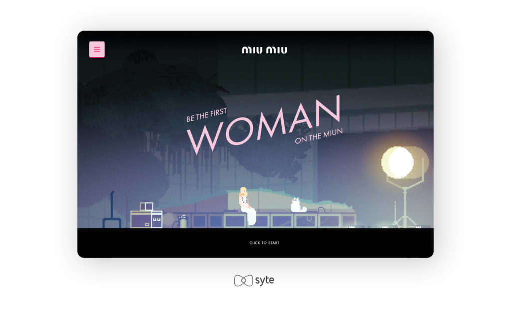 Screenshot of the Miu Miu game, “Be the First Woman on the Miun”