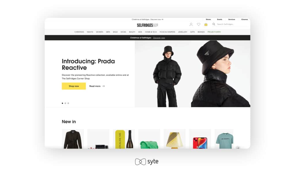 Selfridge’s online storefront