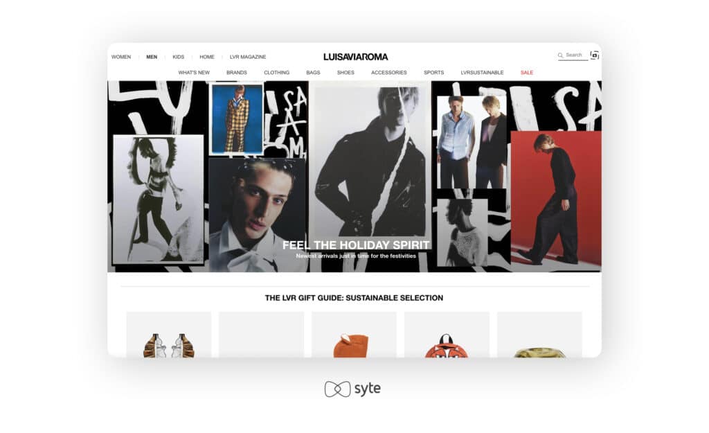 Luisaviaroma's homepage witha  holiday-centric theme