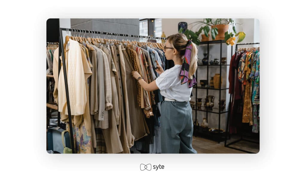 Woman looking at clothes in a store