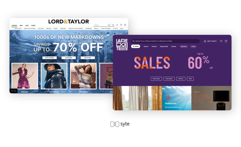 Screen capture of Lord & Taylor homepage.