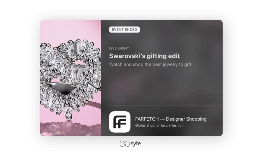 Farfetch’s in-app  Valentine’s Day Swarovski gifting edit.