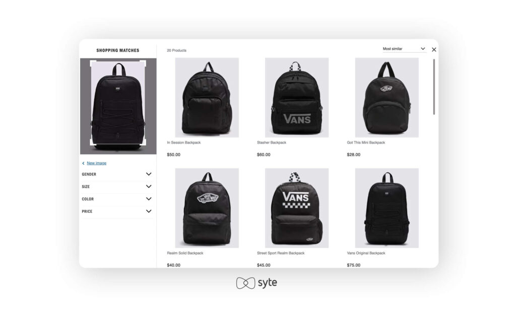 Backpacks on the Vans website