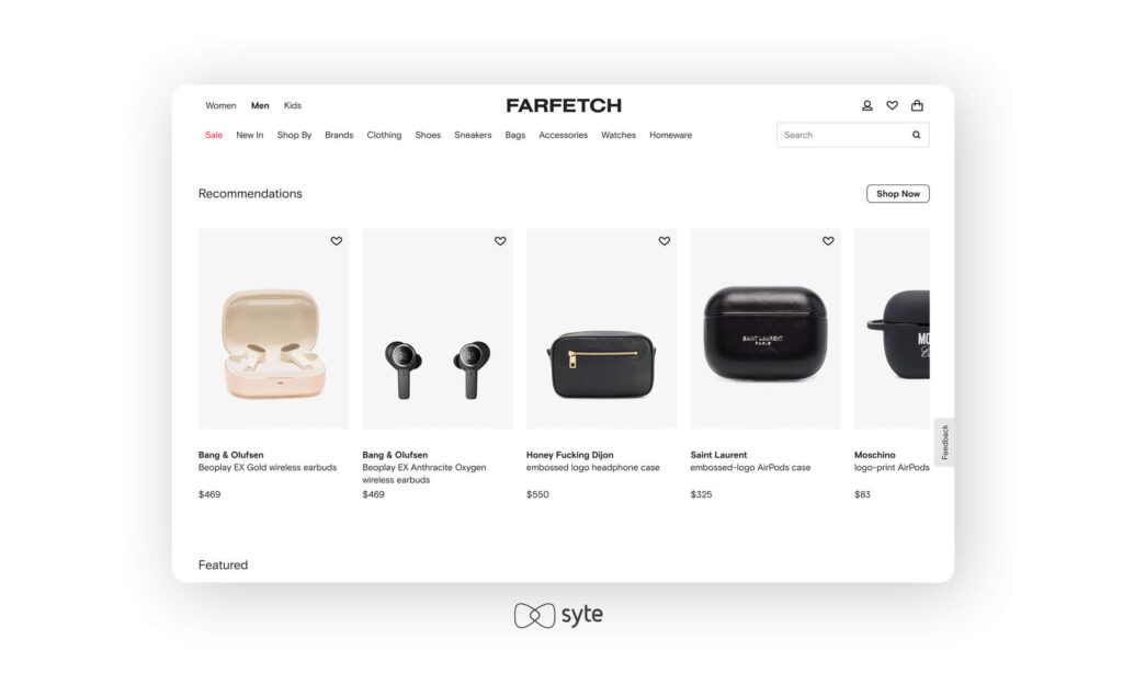 Headphones on the Farfetch website.
