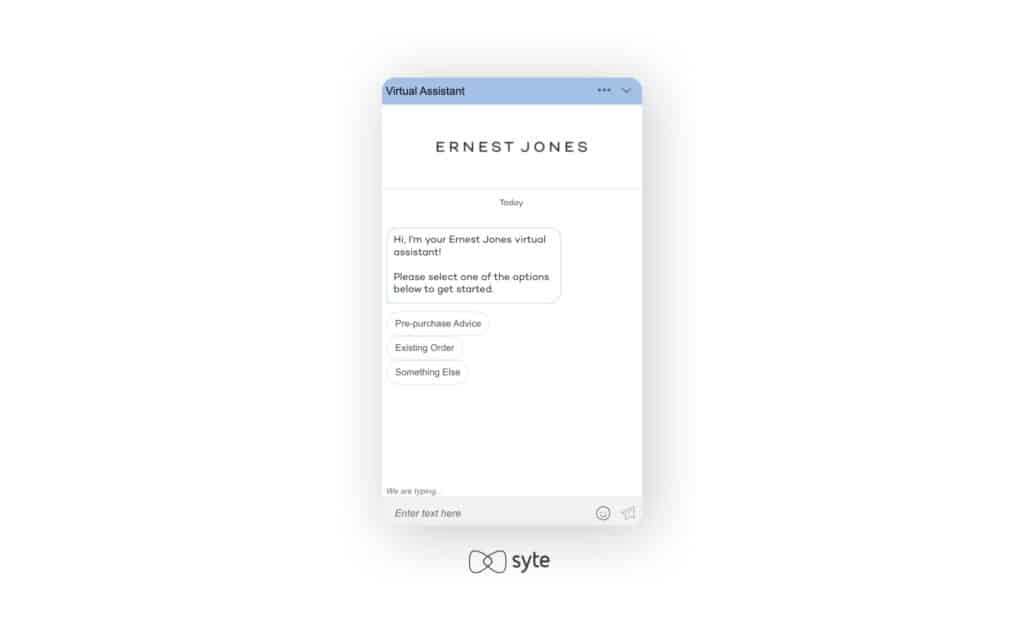 Virtual assistant chat on the Ernest Jones website 