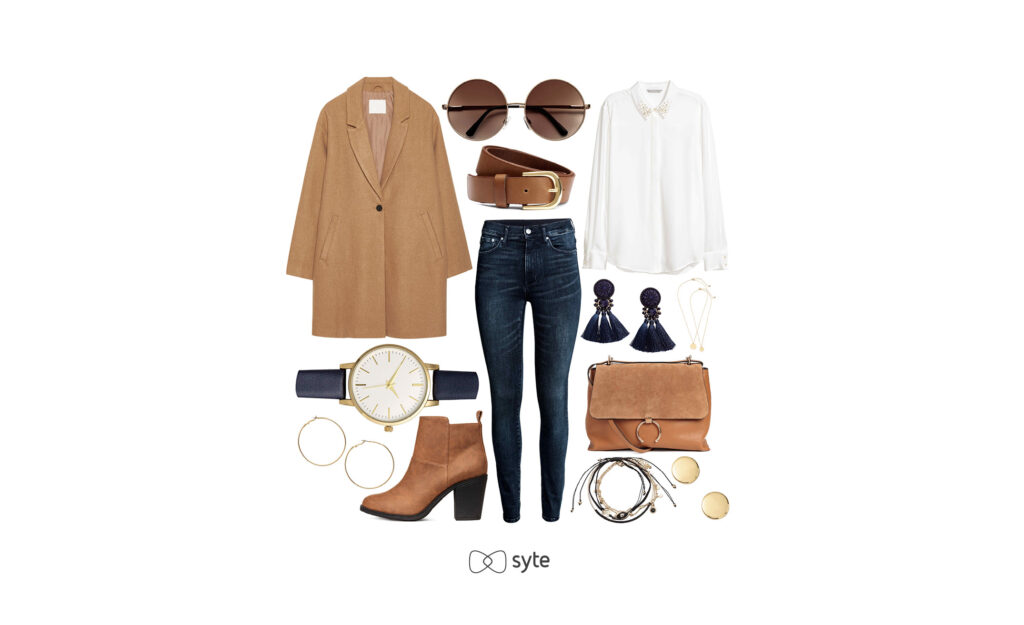 A styled outfit in collage view